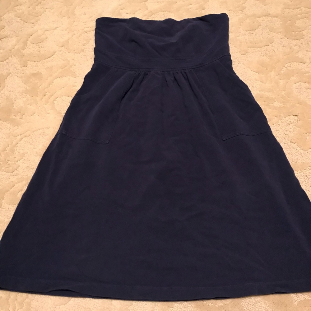 J.Crew navy strapless dress with pockets!